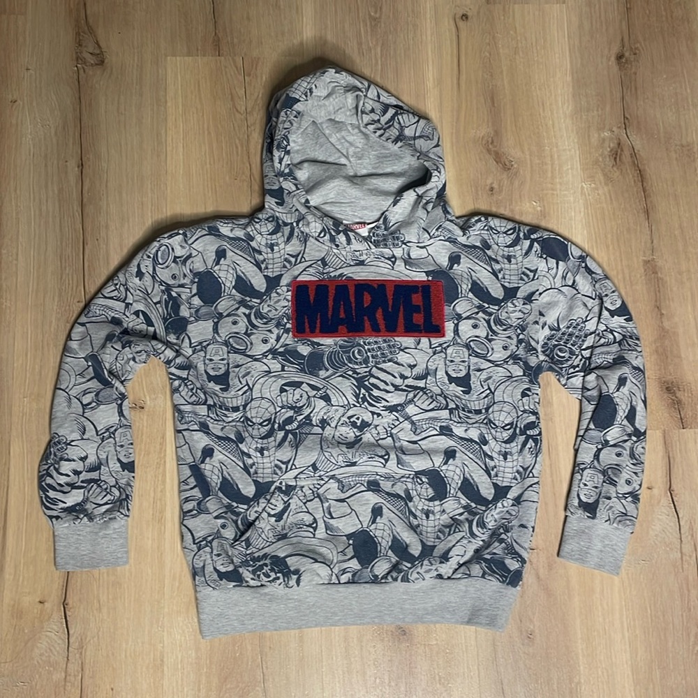 Marvel Superhero Gray Hoodie. Boys‎ XL. Excellent condition!